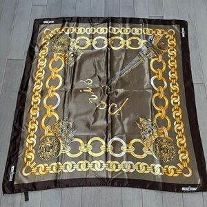 J. Mico Sancho Paris Brown Scarf with Gold Chain Design